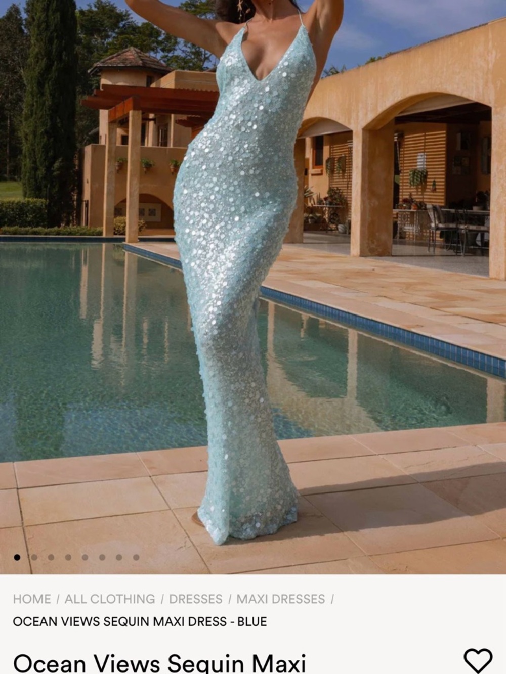 Peppermayo Ocean Views Sequin Maxi Dress - Light Blue